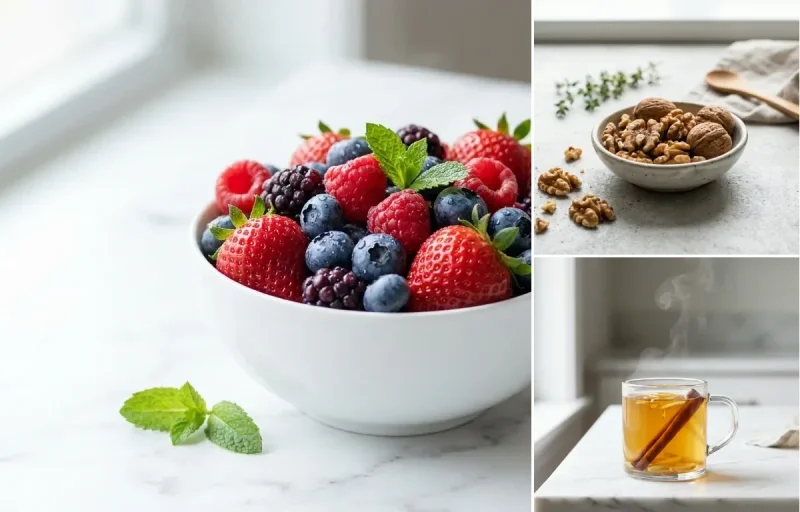 Mixed Berries with Walnuts Small Portion with Cinnamon Green Tea