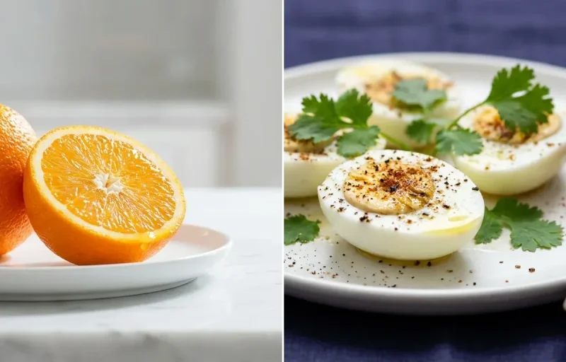 Orange with Boiled Egg Whites with Black Coffee