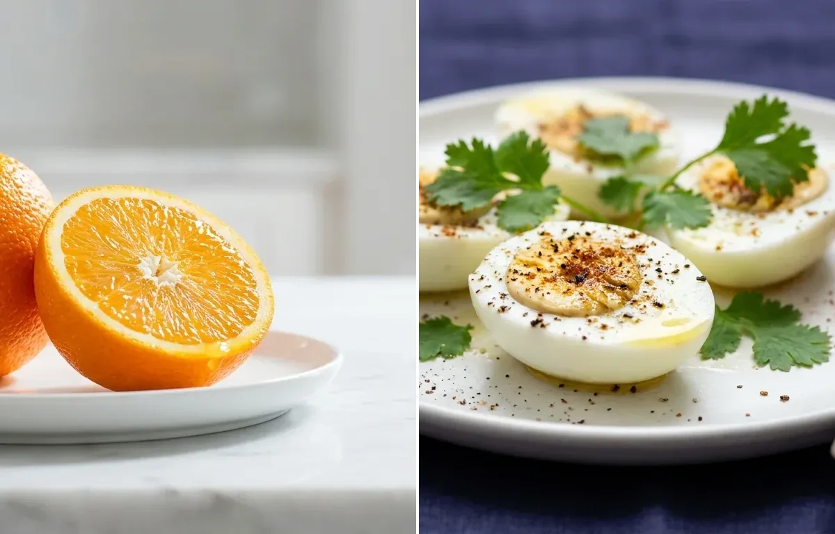 Orange with Boiled Egg Whites with Green Tea