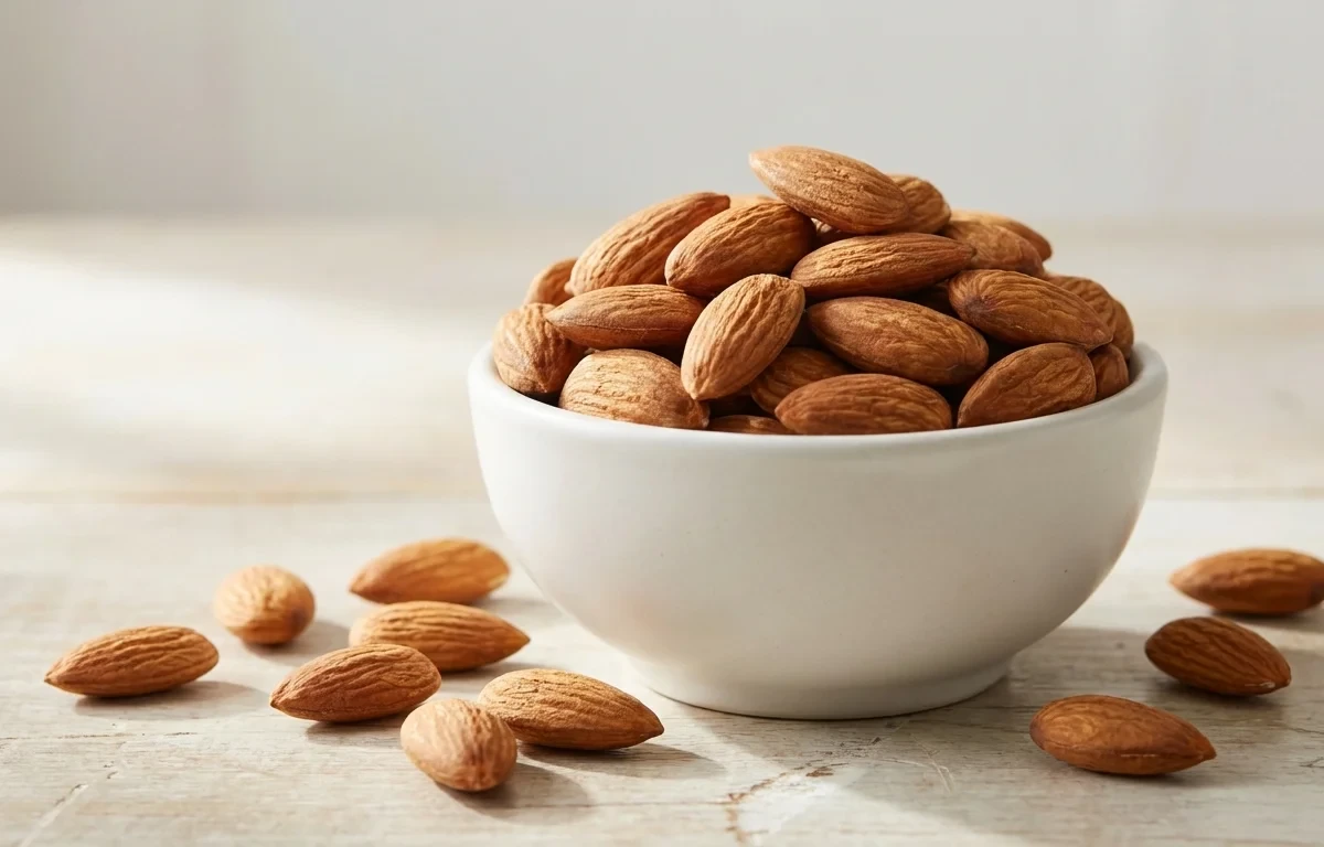 Orange with Handful of Almonds with Chaas