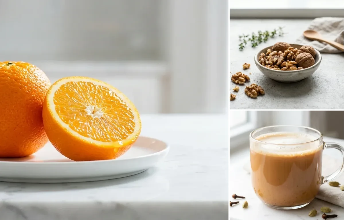 Orange with Walnuts Small Portion with Masala Chai