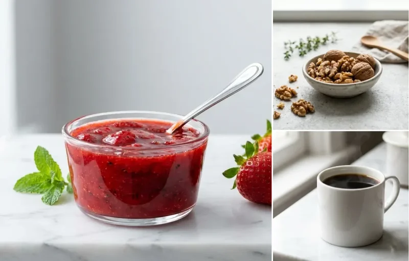 Strawberries with Walnuts Small Portion with Black Coffee