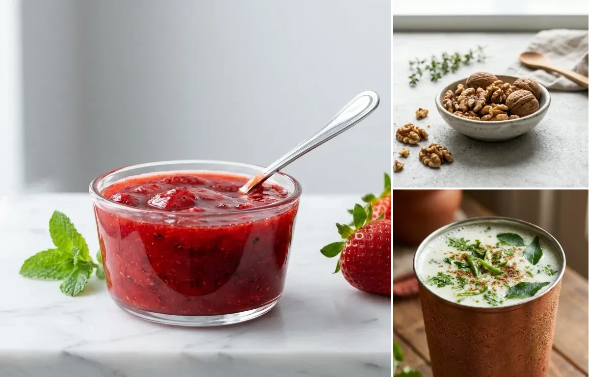 Strawberries with Walnuts Small Portion with Chaas