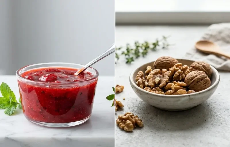 Strawberries with Walnuts Small Portion with Mint Chaas