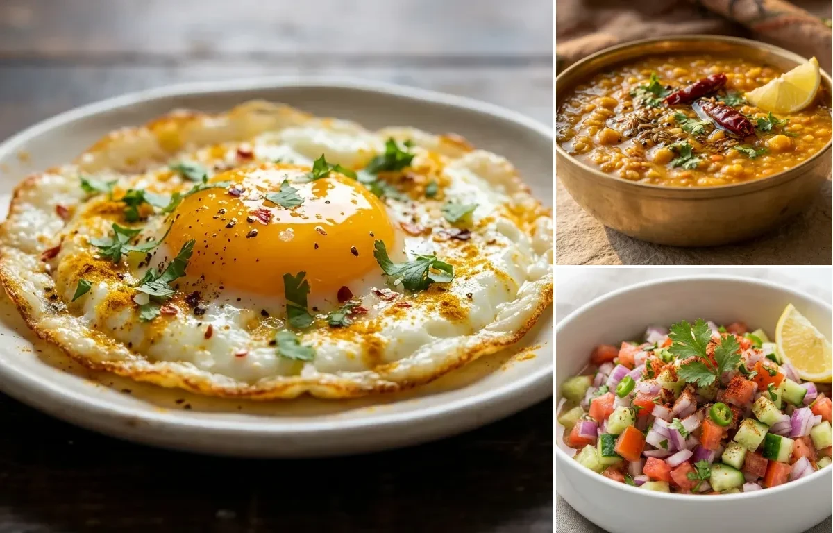 Fried Egg with Panchmel Dal