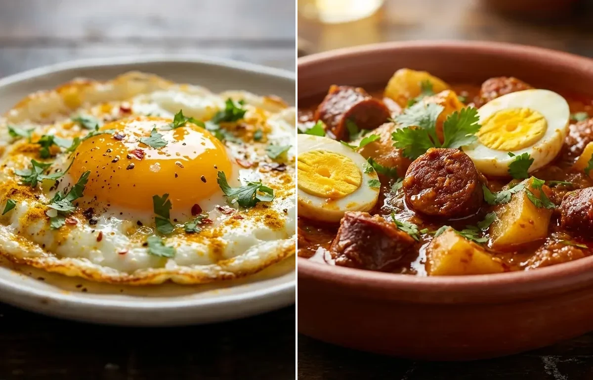 Fried Egg with Goan Sausage and Egg Masala
