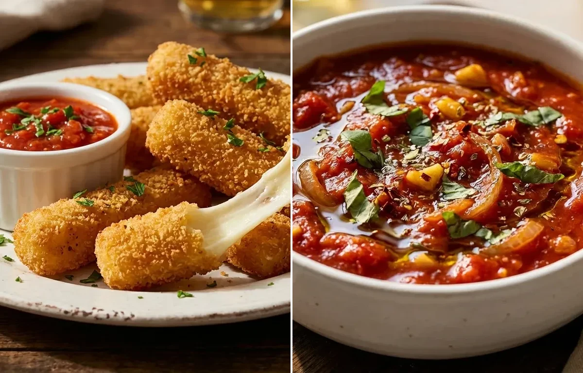 Fried Mozzarella Sticks with Marinara Sauce