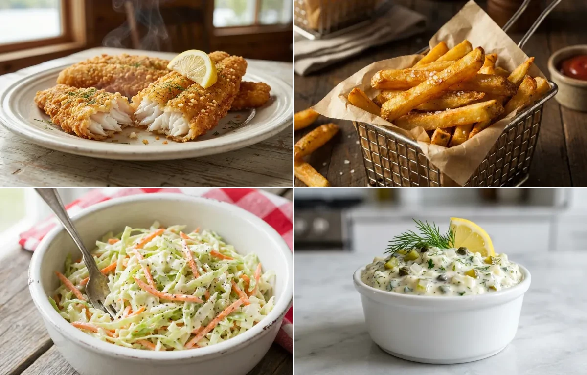 Fried Walleye with French Fries, Coleslaw and Eggless Tartar Sauce