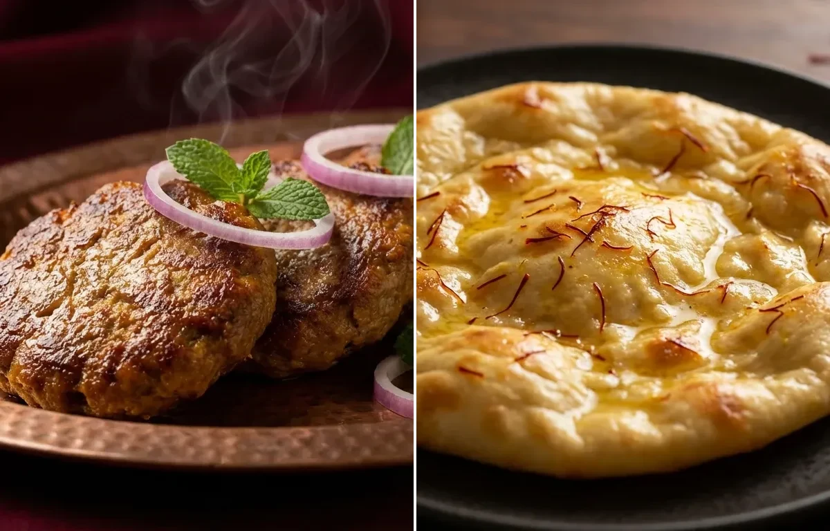 Galouti Kebab with Saffron Sheermal