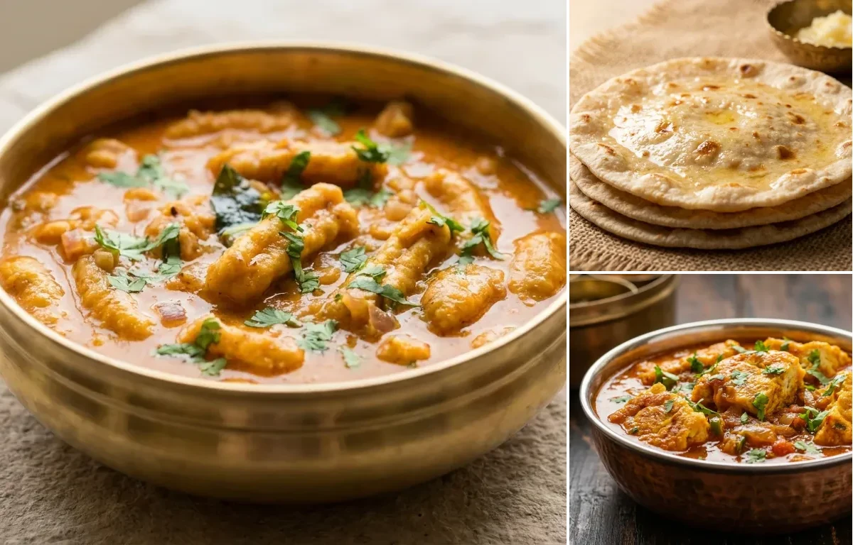Ganthiya nu Shaak with Rotli and Omelette Curry