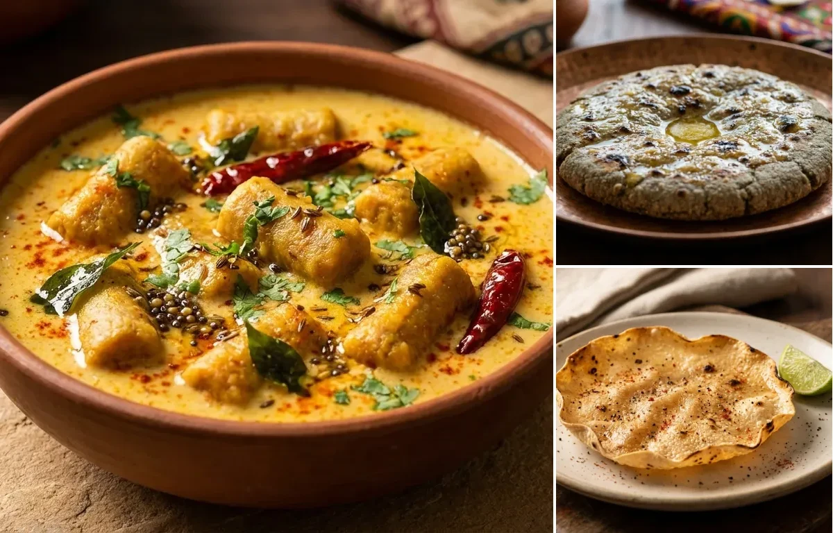 Gatte ki Kadhi with Bajra Roti