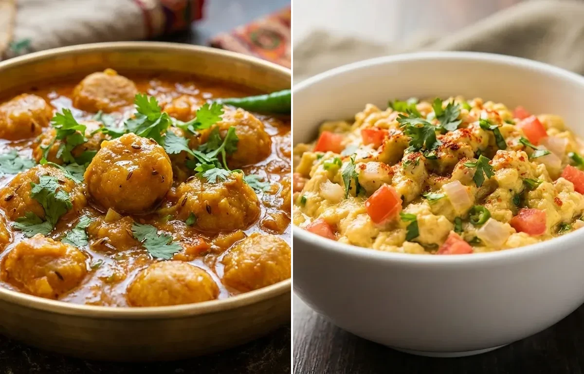 Gatte ki Sabzi with Akuri