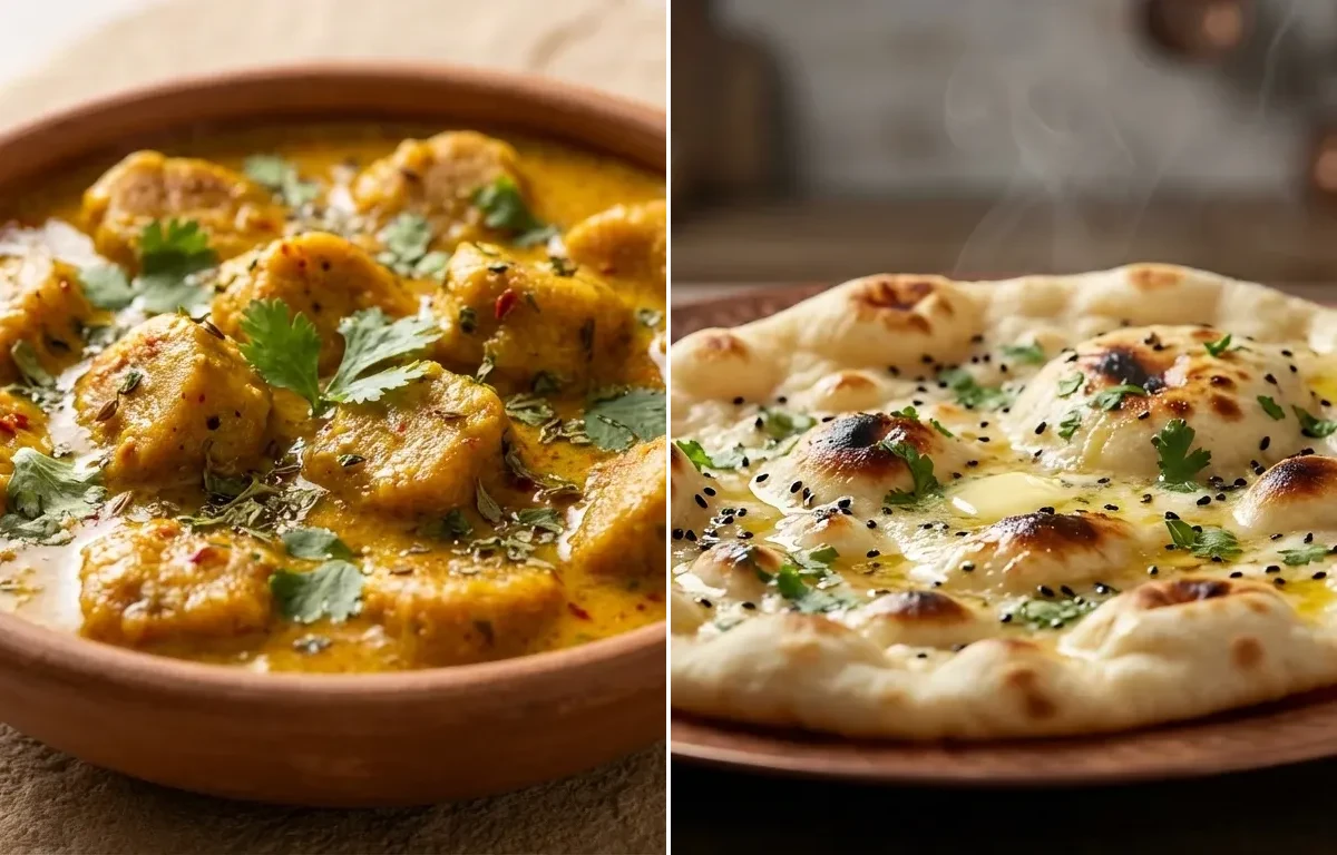 Gatte ki Sabzi with Butter Naan