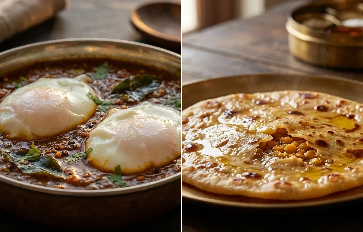Gavran Poached Egg Curry with Puran Poli