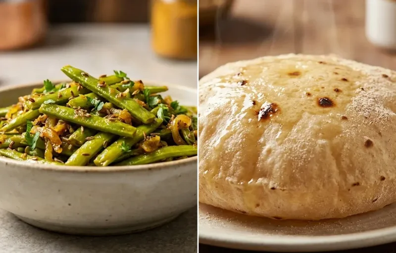 Gawar Phali ki Sabzi with Phulka