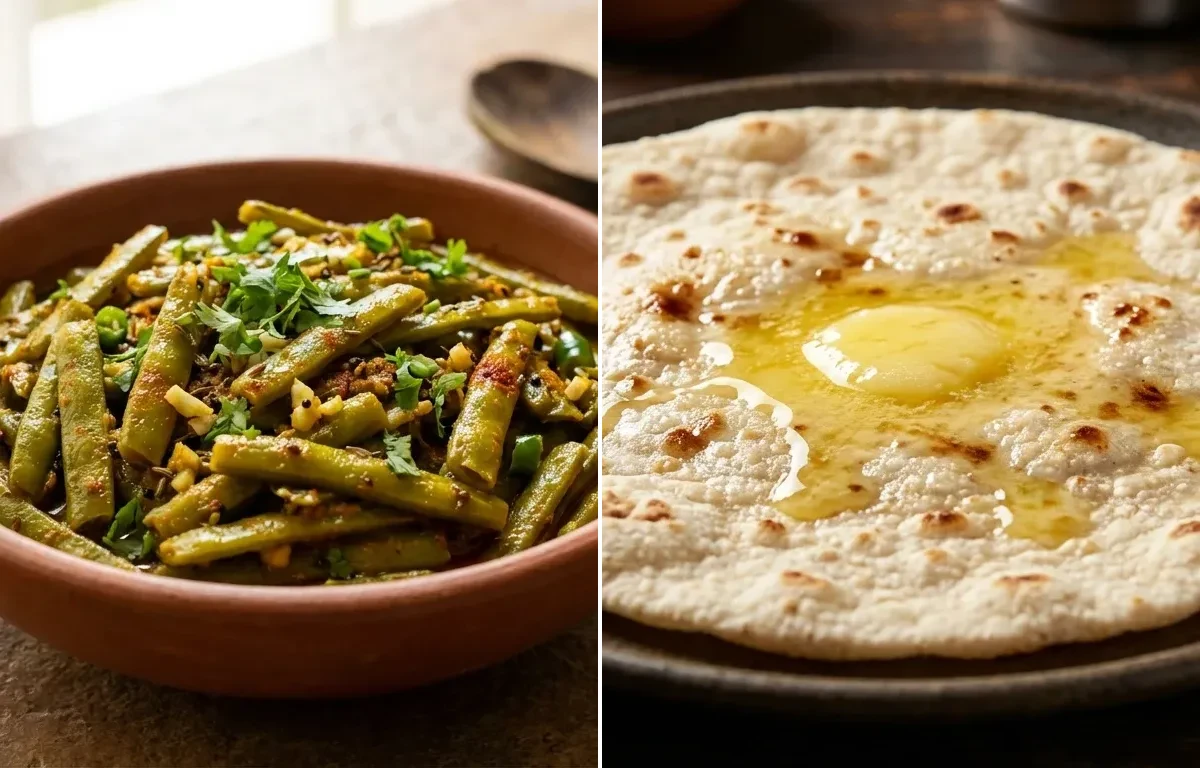 Gawar Phalli Sabzi with Jowar ki Roti