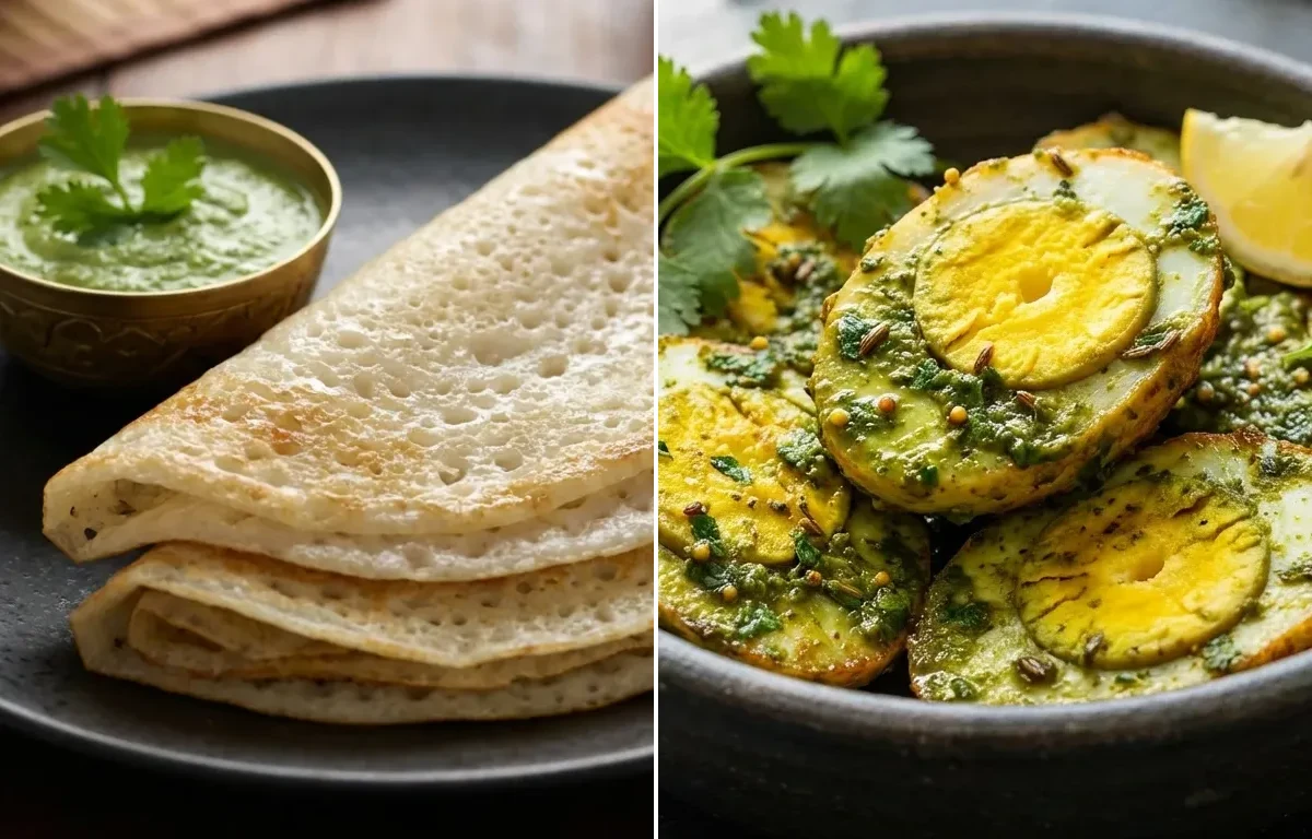 Ghavan with Green Masala Egg Fry