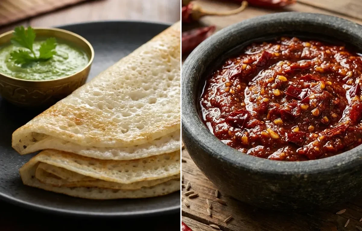 Ghavan with Red Chili Garlic Chutney