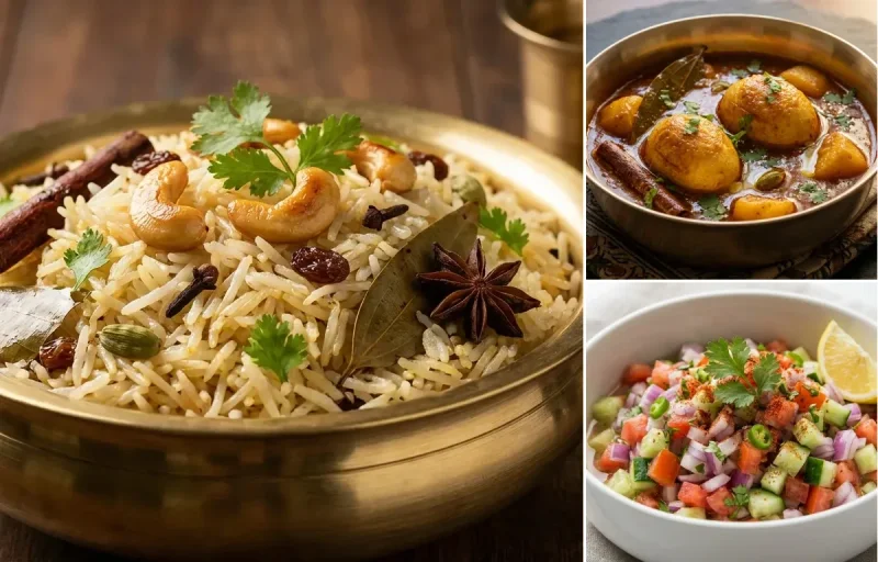 Ghee Rice with Bengali Anda Kosha