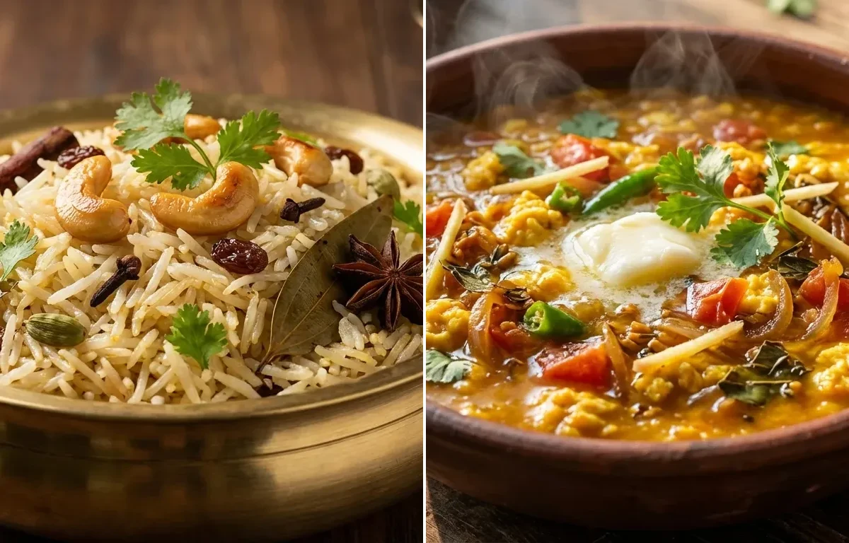 Ghee Rice with Dhaba Anda Tadka