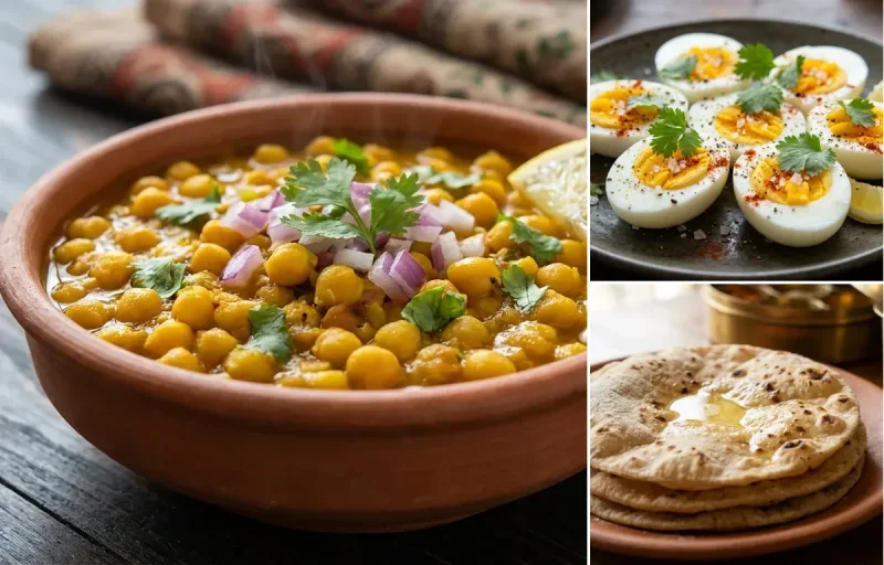 Ghugni with Boiled Egg and Roti