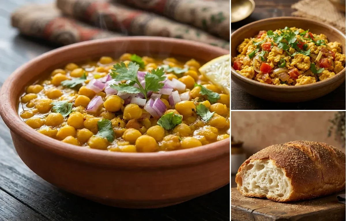 Ghugni with Dim er Bhurji and Pauruti