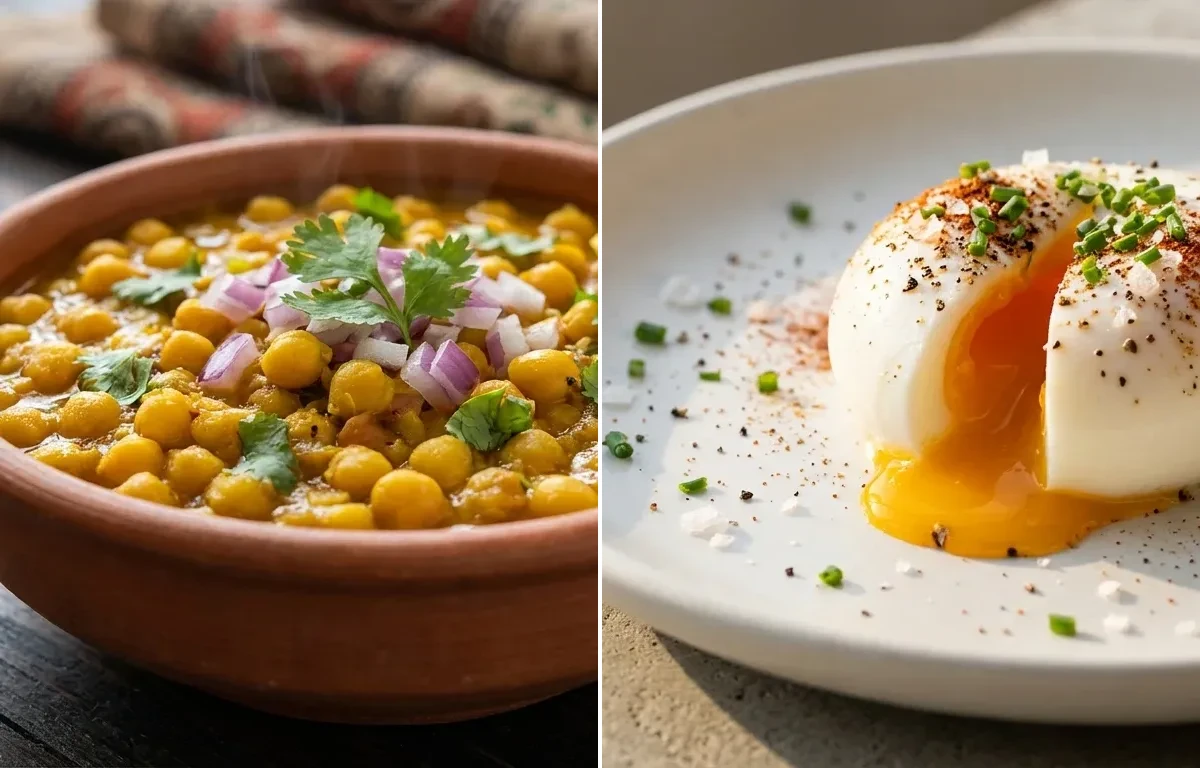 Ghugni with Poached Egg