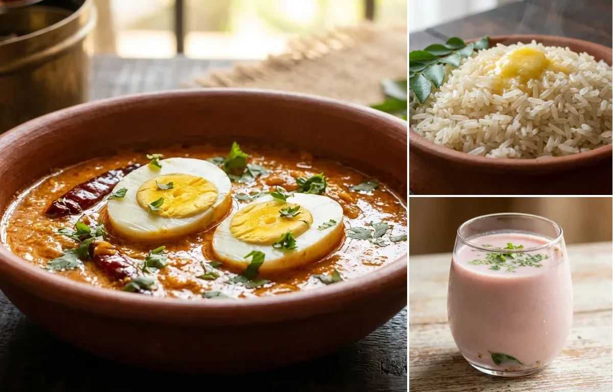 Goan Egg Curry with Ukda Tandul and Sol Kadhi
