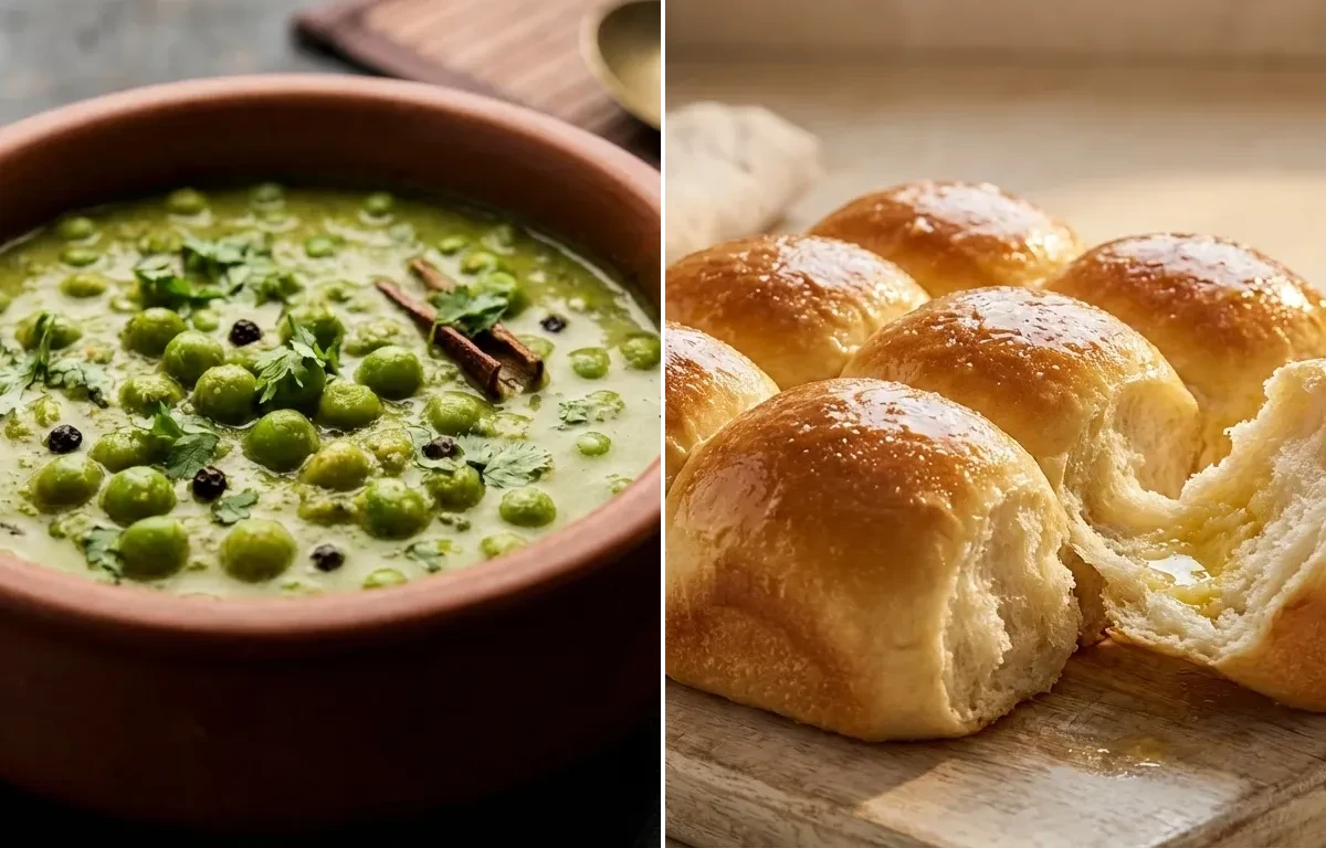 Goan Green Vatana Curry with Ladi Pav