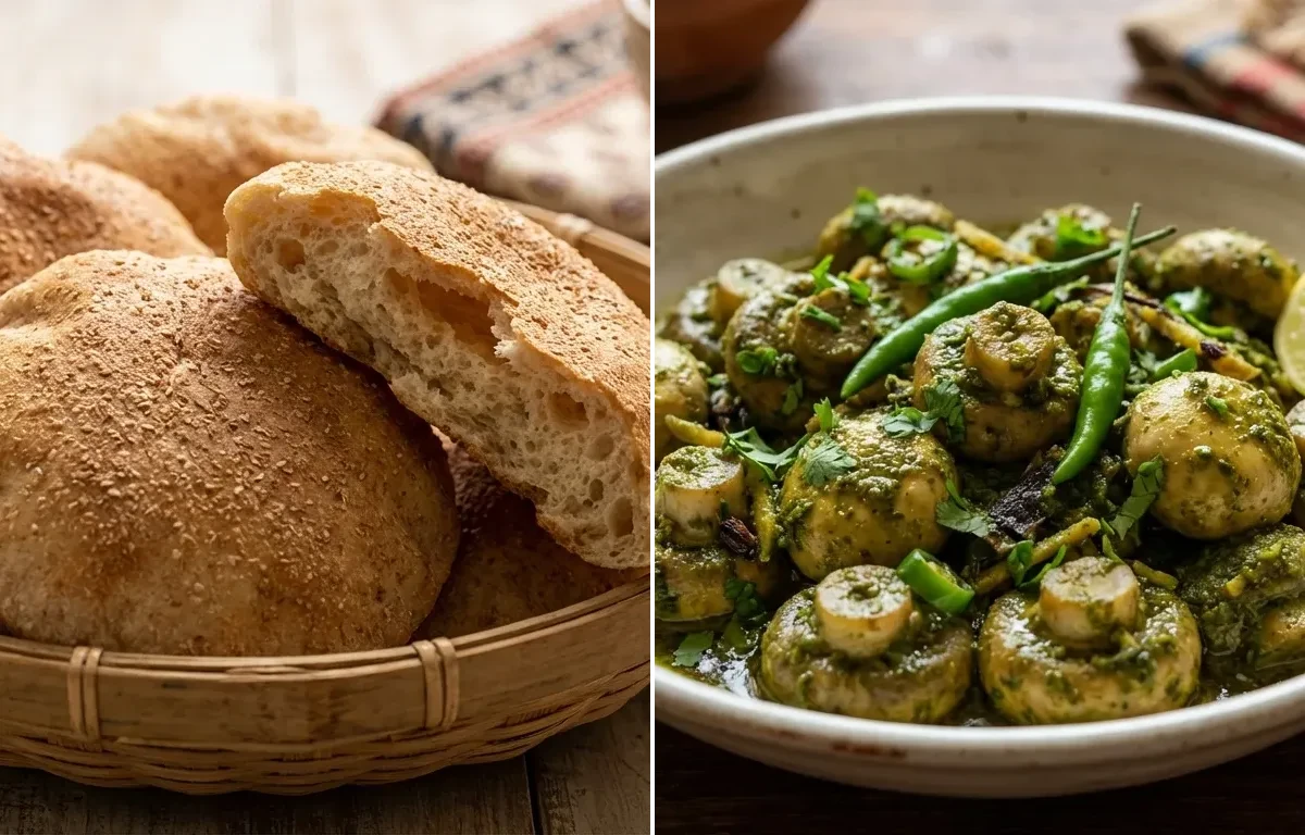Goan Poee Bread with Mushroom Cafreal