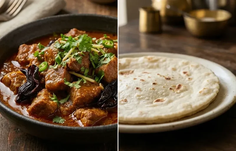 Goan Pork Amsol with Rice Bhakri