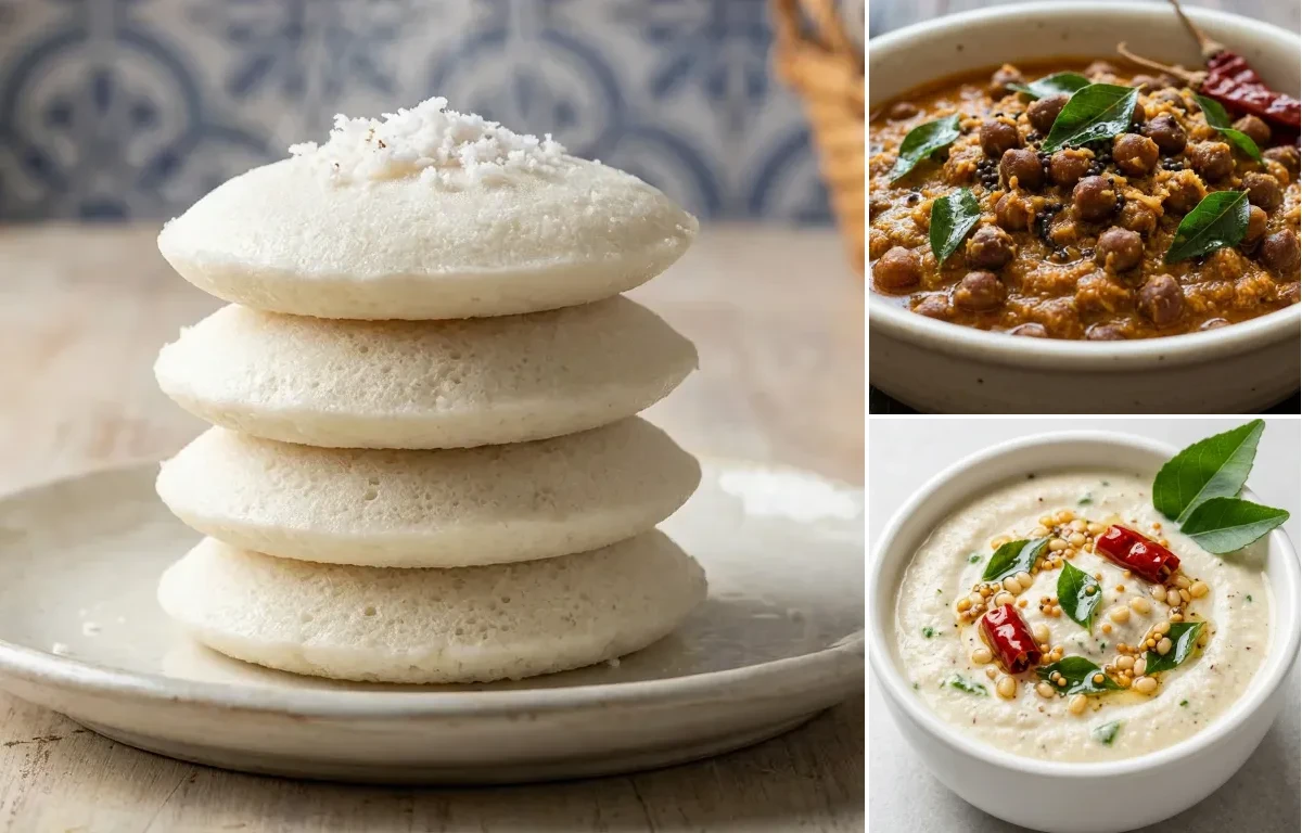 Goan Sanna with Chane Ghashi and Coconut Chutney