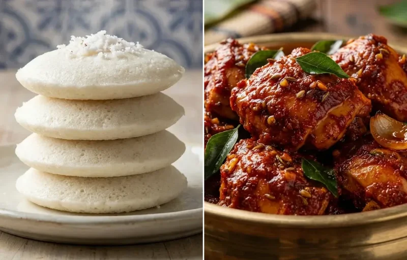 Goan Sanna with Chicken Ghee Roast