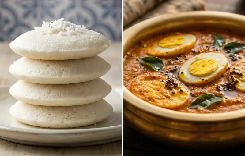 Goan Sanna with Egg Ghassi