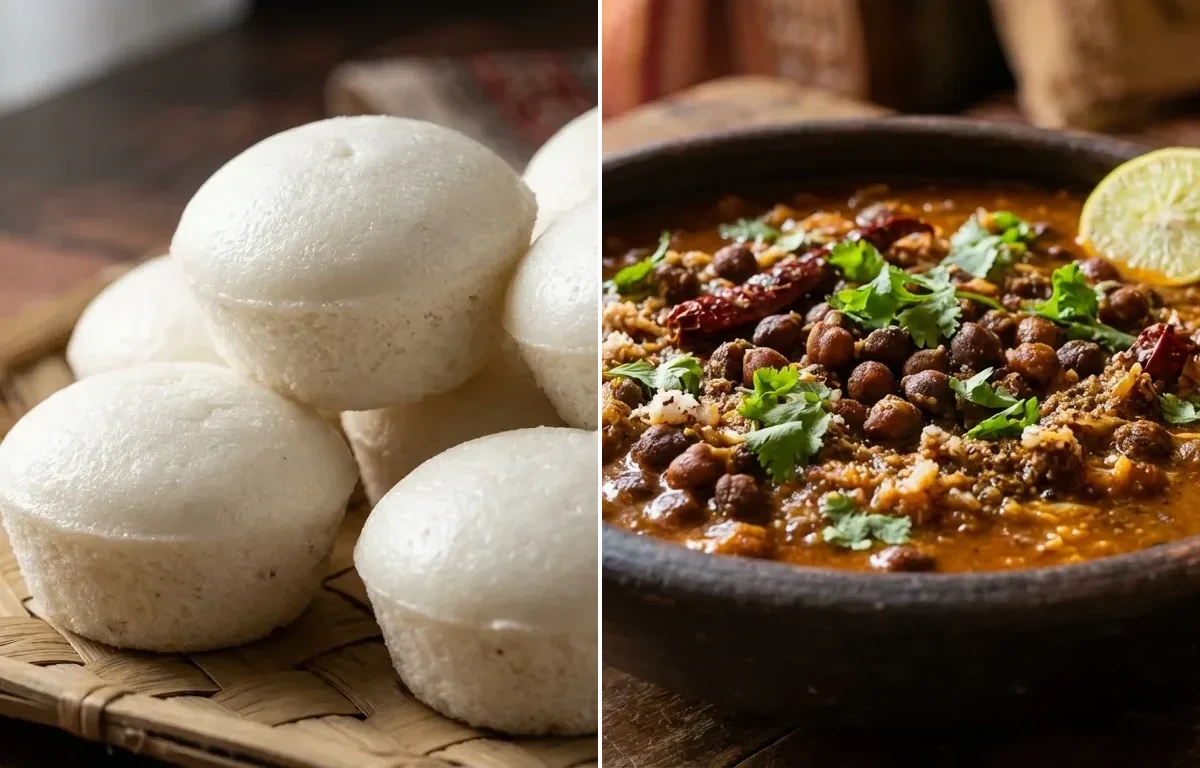 Goan Sannas with Goan Chana Ros
