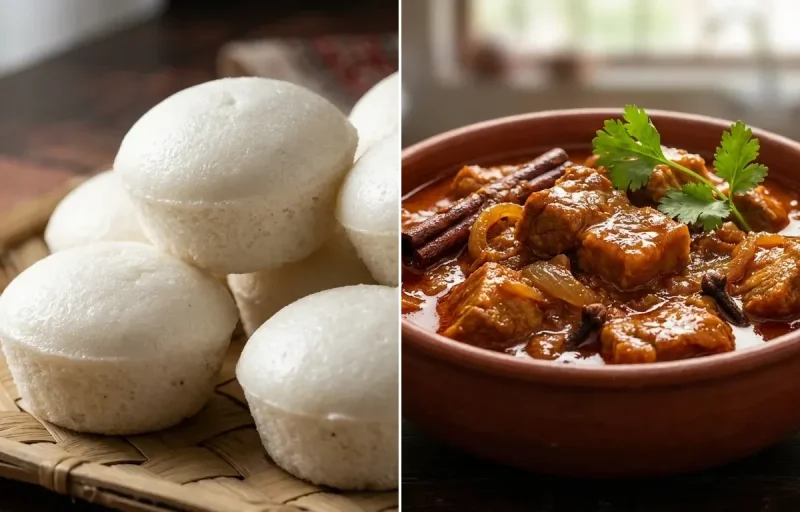 Goan Sannas with Goan Pork Indad