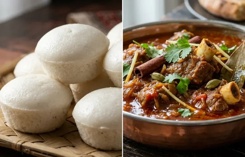 Goan Sannas with Mutton Curry
