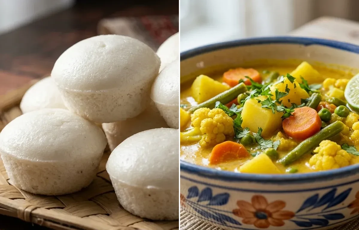 Goan Sannas with Vegetable Caldin