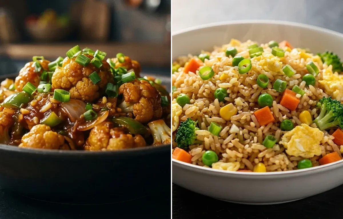 Gobi Manchurian Dry with Vegetable Fried Rice