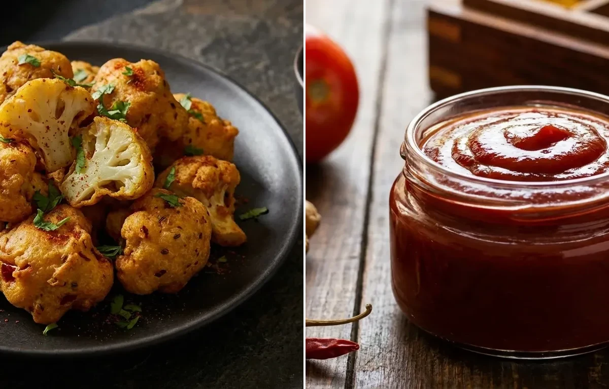 Gobi Pakora with Tomato Ketchup