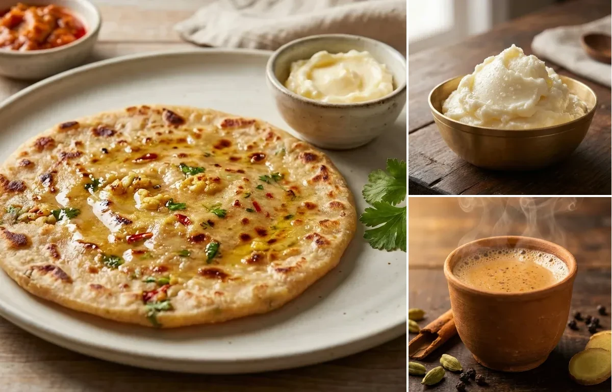 Gobi Paratha with White Butter
