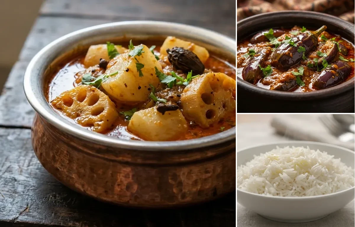 Gogji Nadir with Chok Wangun and Steamed Basmati Rice