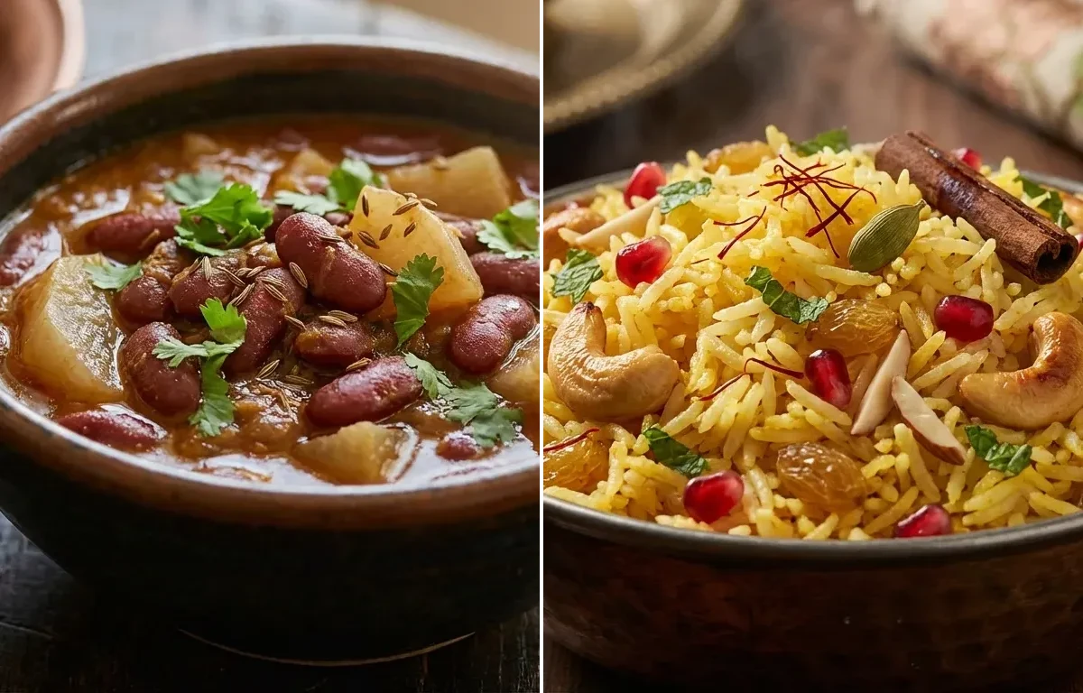 Gogji Raazma with Kashmiri Pulao