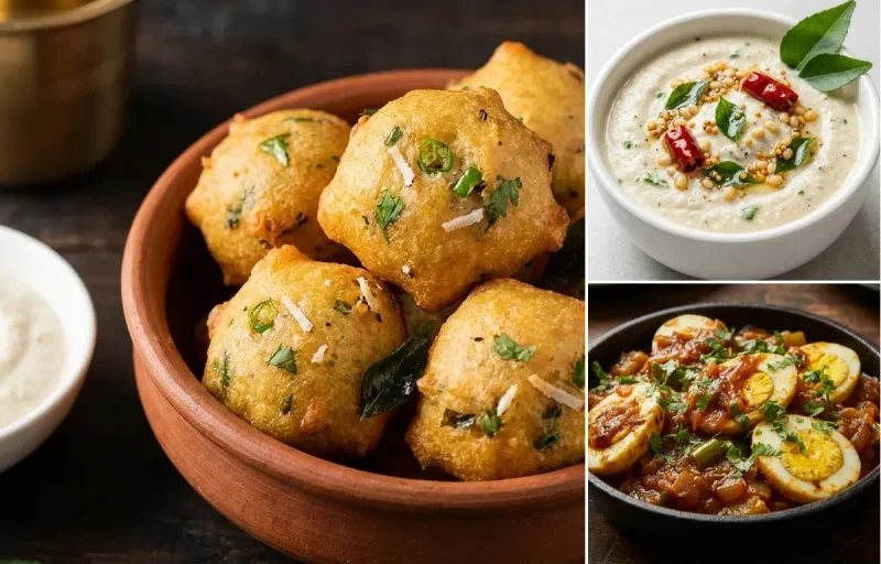 Goli Baje with Coconut Chutney and Masala Egg Fry