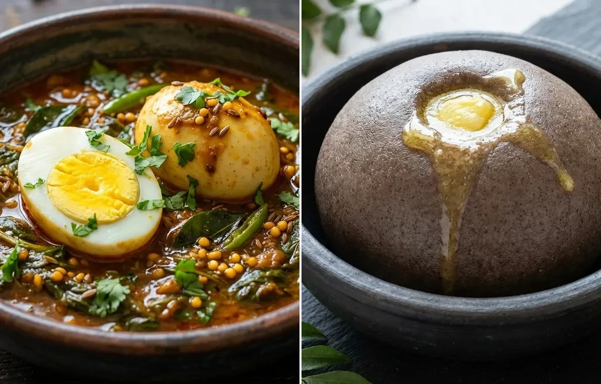 Gongura Kodi Guddu Kura with Ragi Sangati