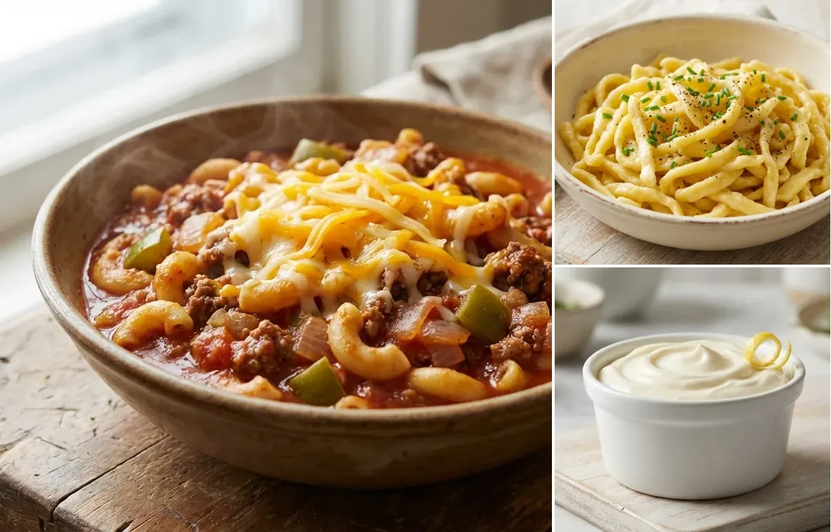 Goulash with Egg Noodles and Sour Cream