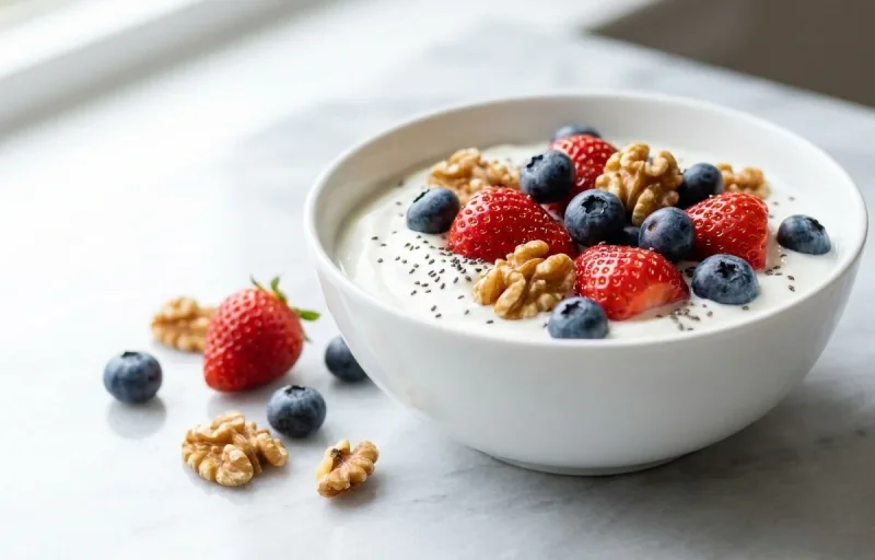 Greek Yogurt Bowl with Berries Walnuts and Chia Weight Loss