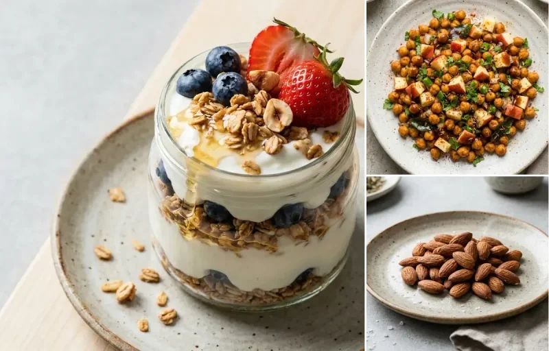 Greek Yogurt Cup with Roasted Chana With Apple and Roasted Almonds Small Portion