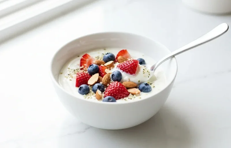 Greek Yogurt with Mixed Berries and Almonds