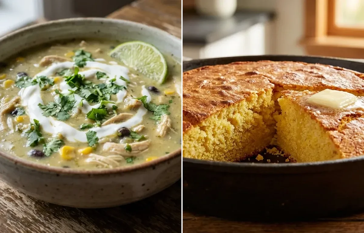 Green Chile Chicken Soup with Cornbread